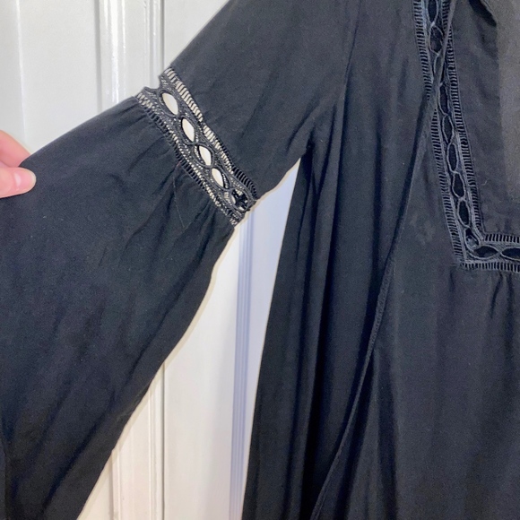 Tobi Longsleeve Black Boho Dress With Tassels - Picture 2 of 3